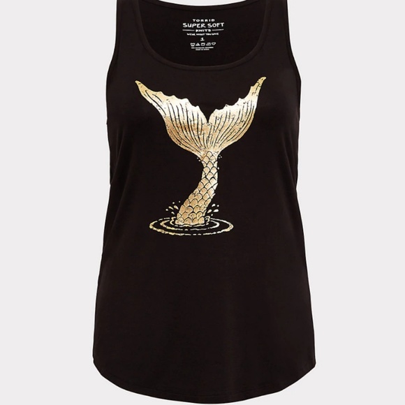 torrid Tops - torrid 5x black gold foil mermaid tail tank